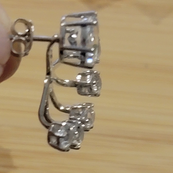 Sterling Silver White CZ 3 Piece Dangle Earrings NWT - Picture 6 of 6